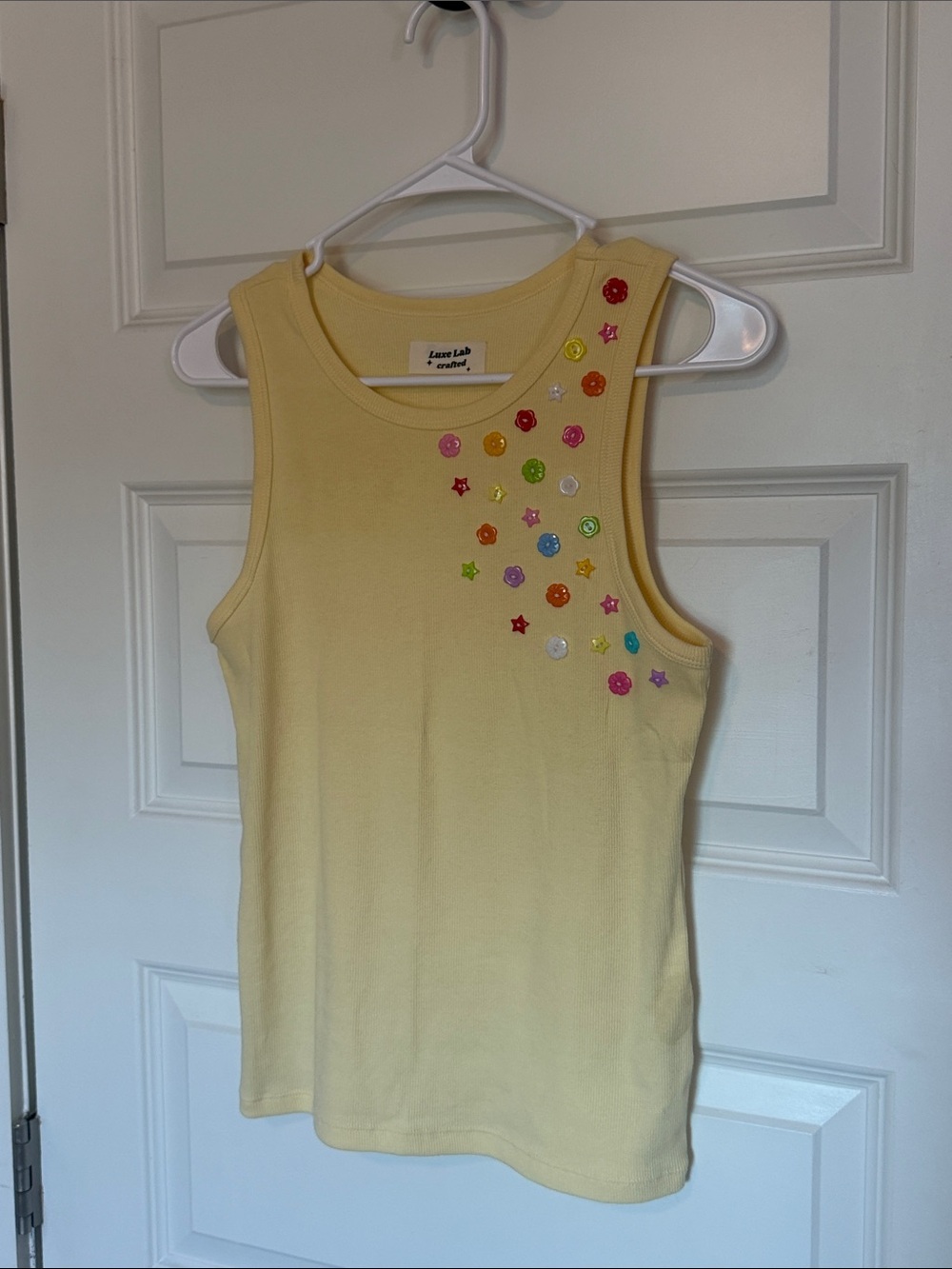 Lace Lab Yellow Embellished Girls' Tank Top